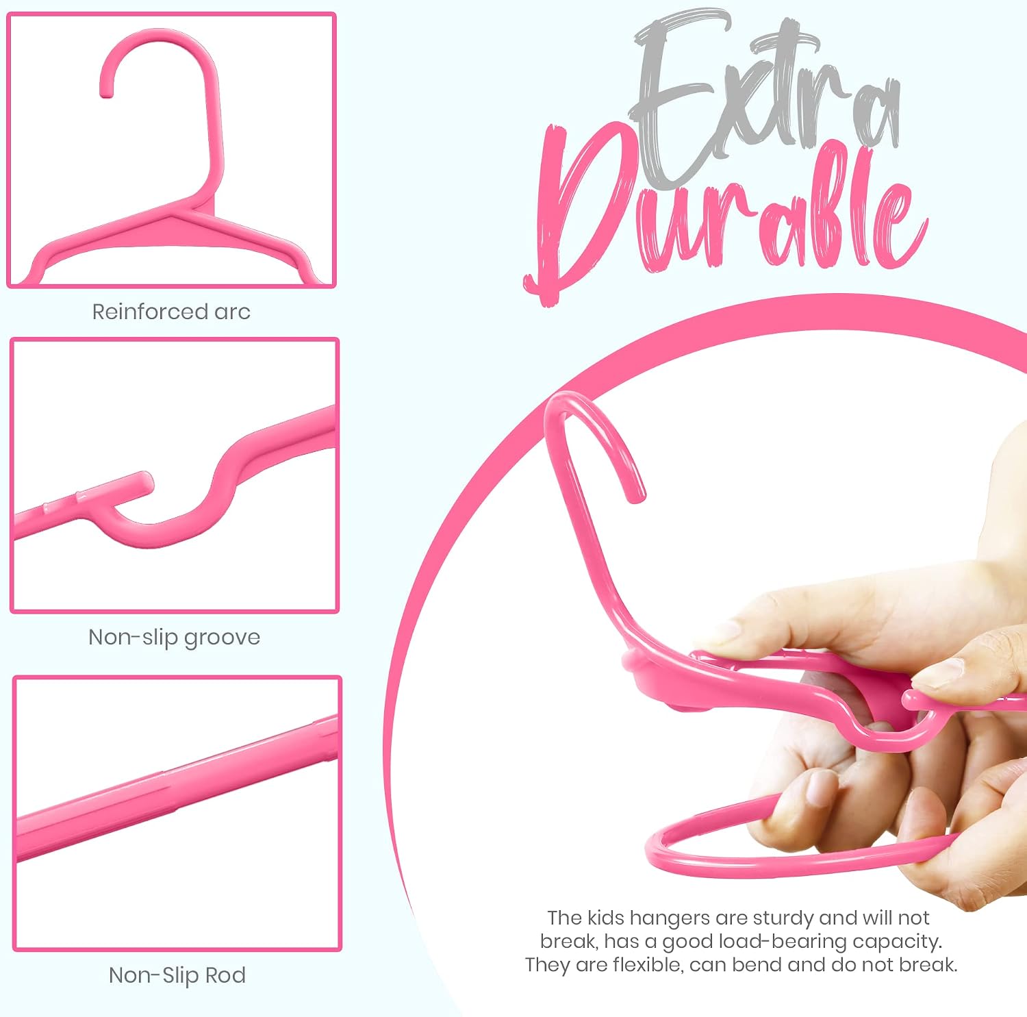 Thumbnail 3 de Utopia Home Appendiabiti bambini e neonati – Pack 40 grucce sottili, rosa