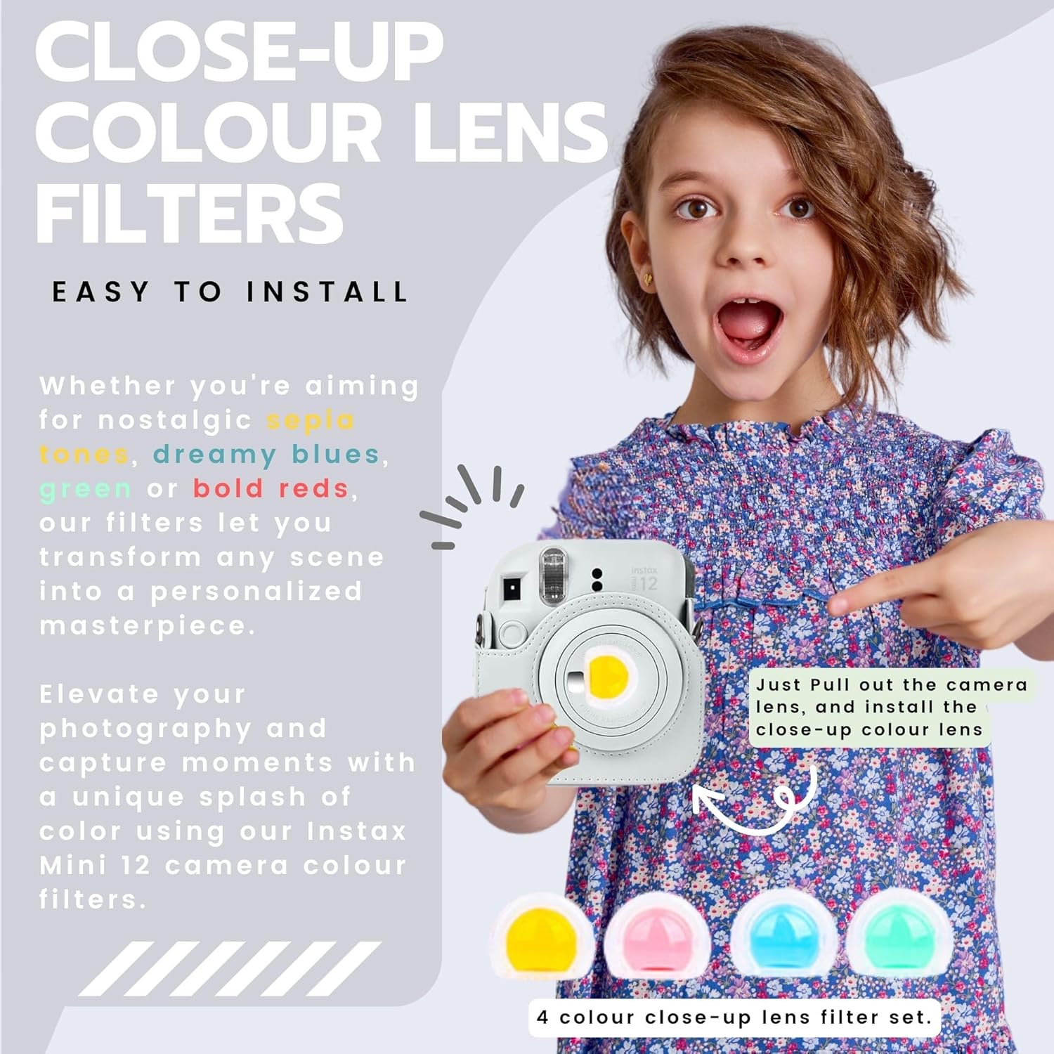 Thumbnail 3 de Clikoze Instant Camera Accessories Bundle for Fujifilm Instax Mini 12 (Clay White)