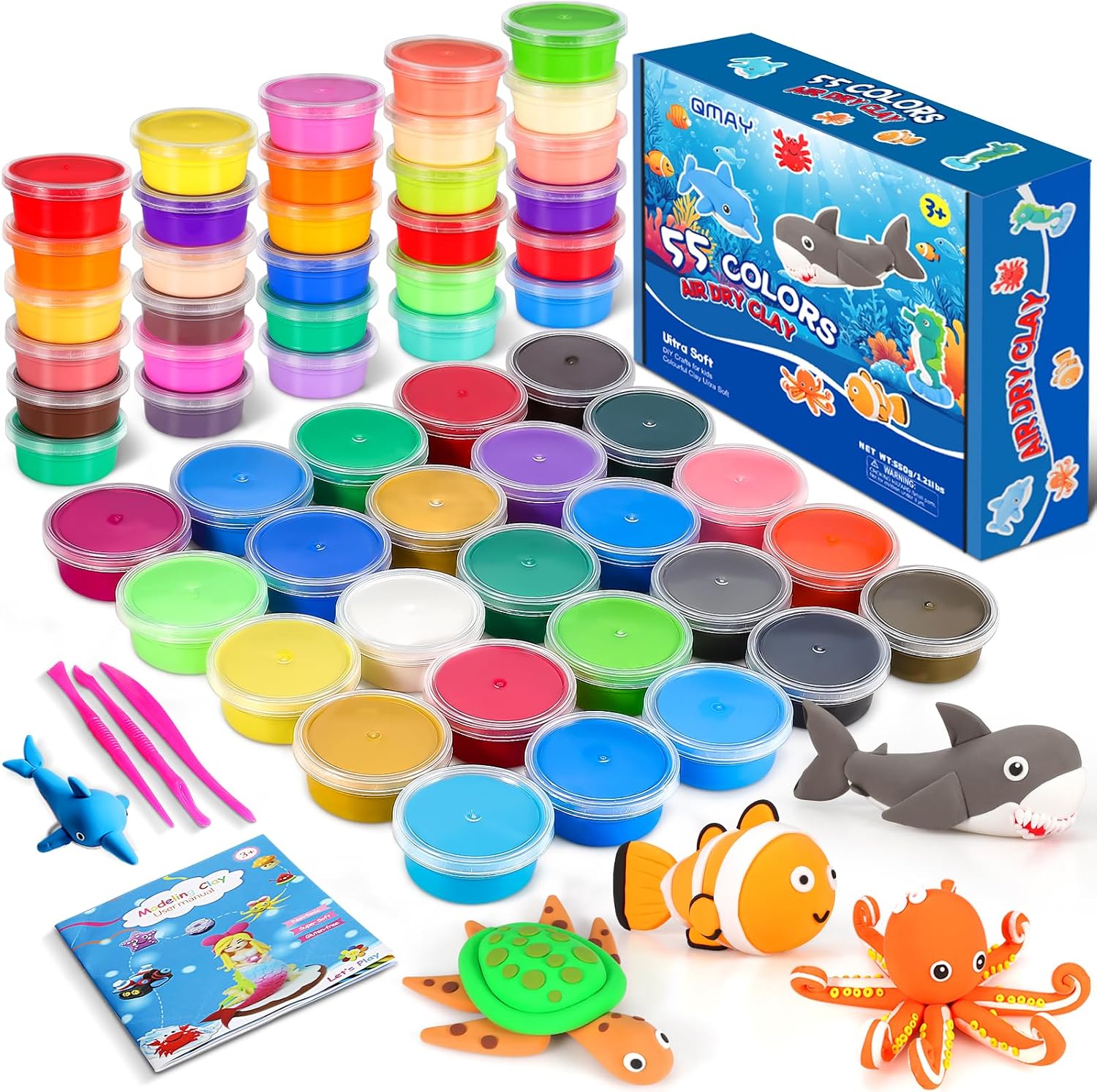 Detalle de QMAY 55 Colours air dry clay kit