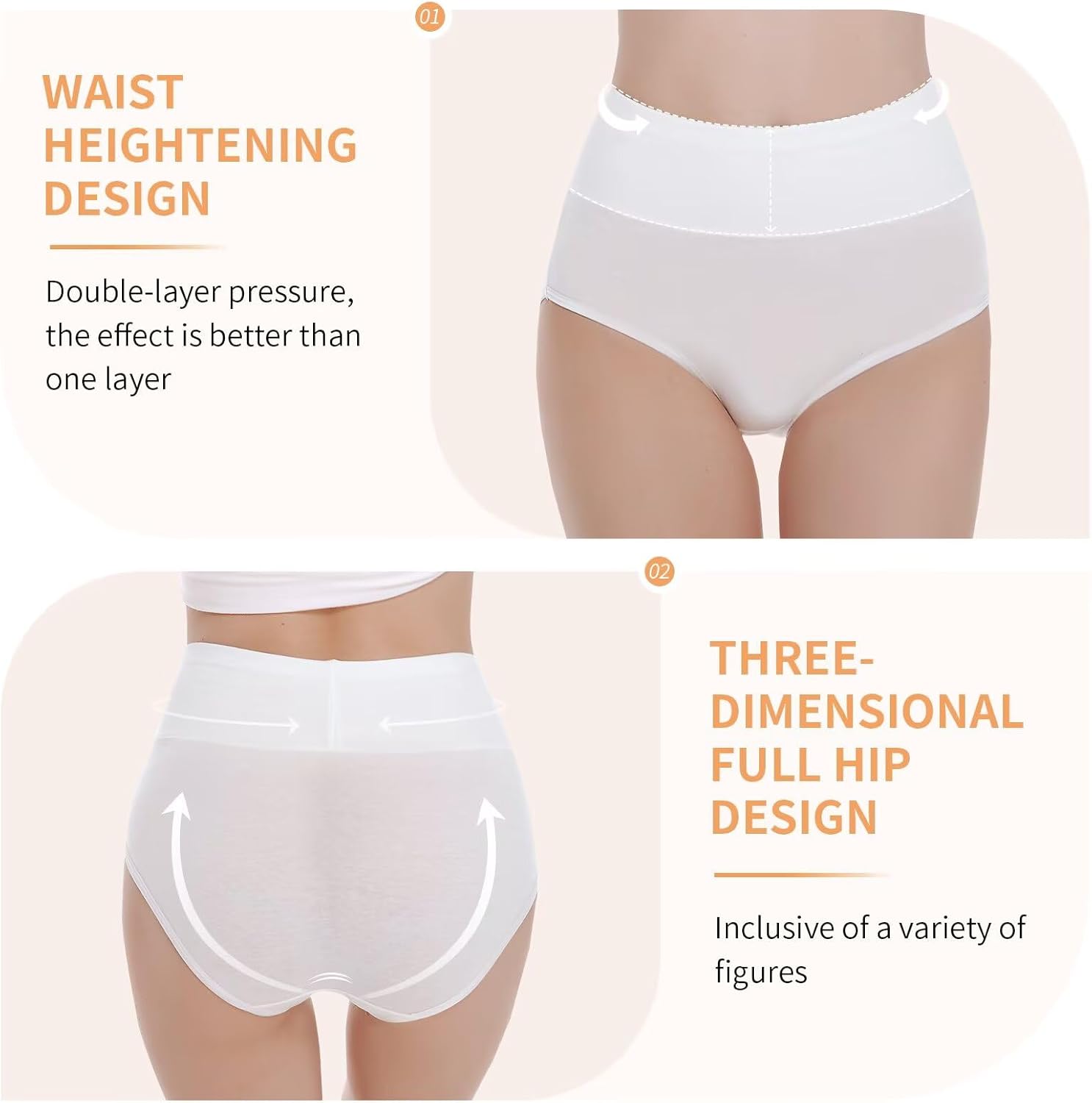 Detalle 2 de NUOZA Damen Taillenslip aus Baumwolle – 5er Pack High-Waist Unterhosen (atmungsaktiv)