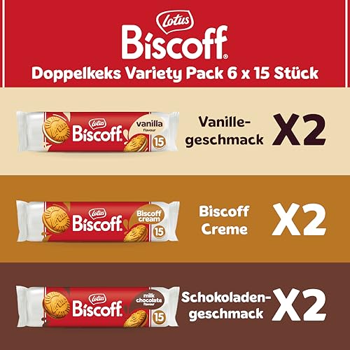 Detalle de Lotus Biscoff Doppelkekse Mixbox – 3 Sorten, 6 Rollen (900 g insgesamt)