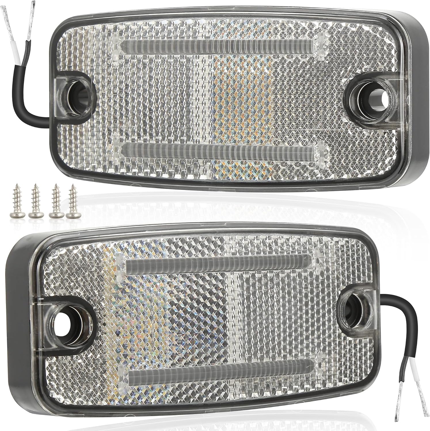 ETUKER 2x Front Marker Lights White 12V-24V LED Outline Marker Lamps for Truck, Caravan and More