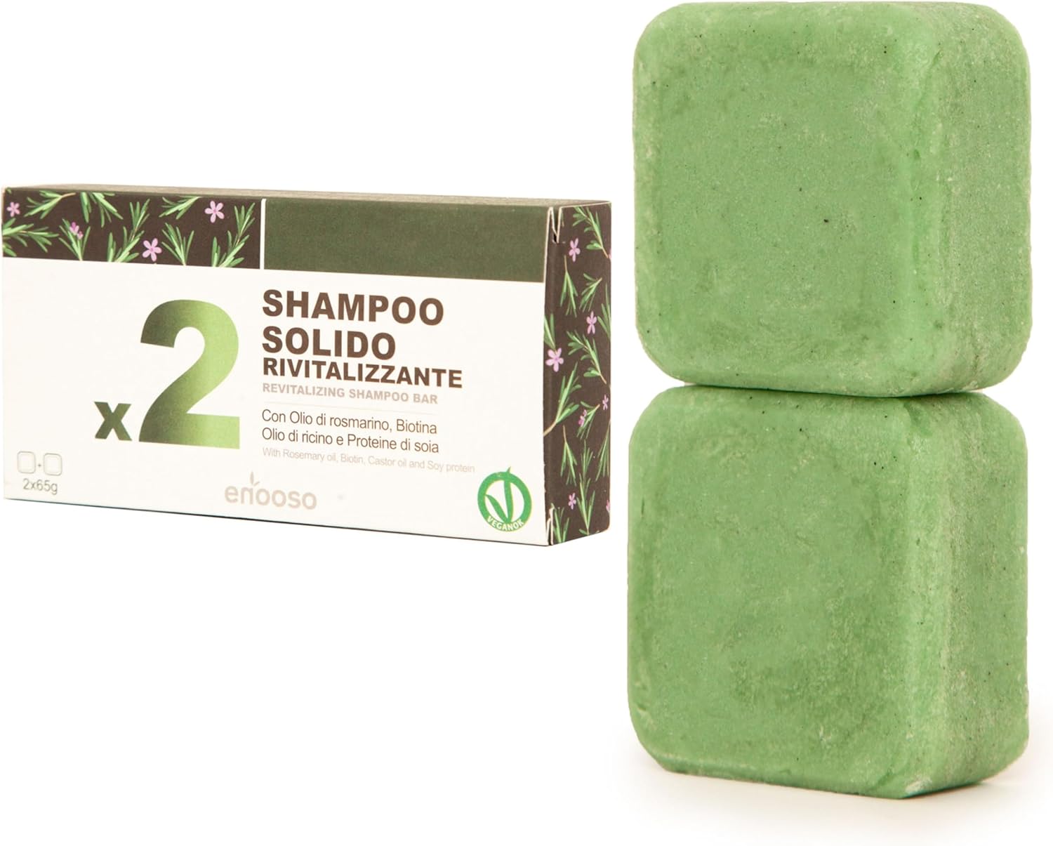Detalle de Enooso Shampoo Solido Bio Anticaduta: Rinforza e Purifica i Capelli Grassi