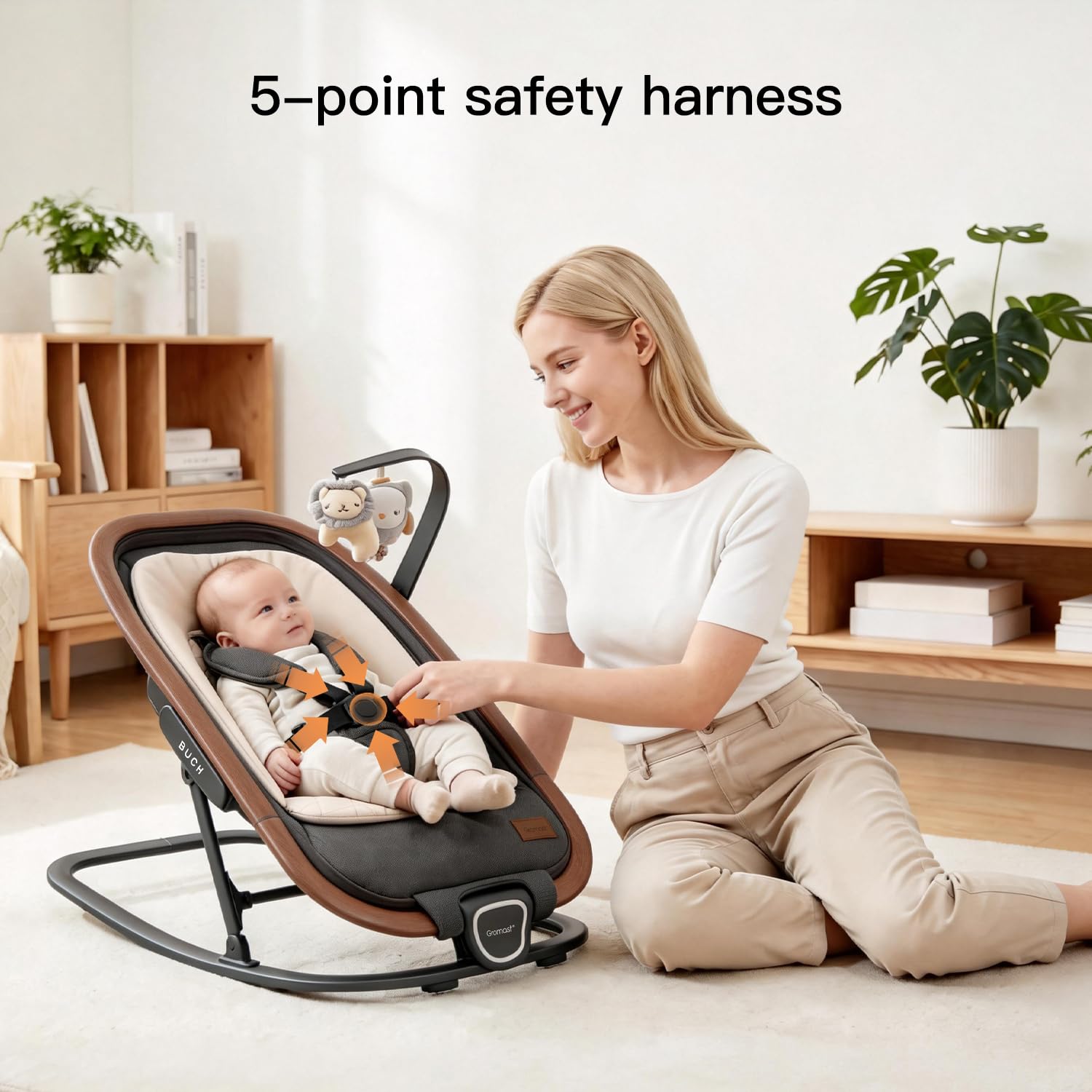 Detalle de Gromast 2-in-1 Baby Bouncer Seat, 3 Backrest Positions, Dark Gray