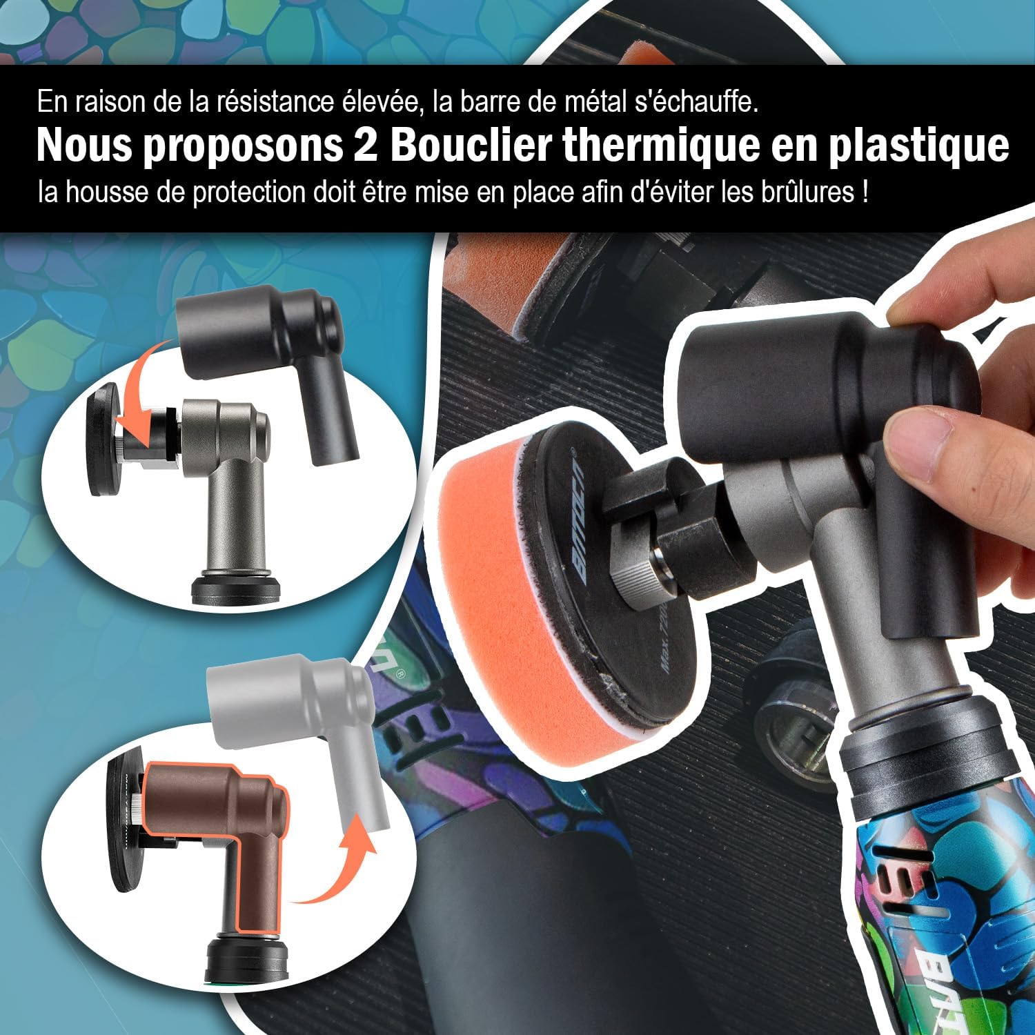 Detalle de BATOCA S6 mini-polijstmachine 12 V met roterende en excentrische werking