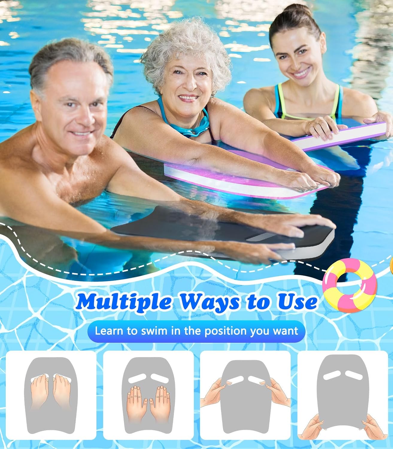 Thumbnail 3 de MoKo Schwimmbrett für Kinder und Erwachsene – Kickboard Trainingsausrüstung mit Griffen, Cartoon Swim Board