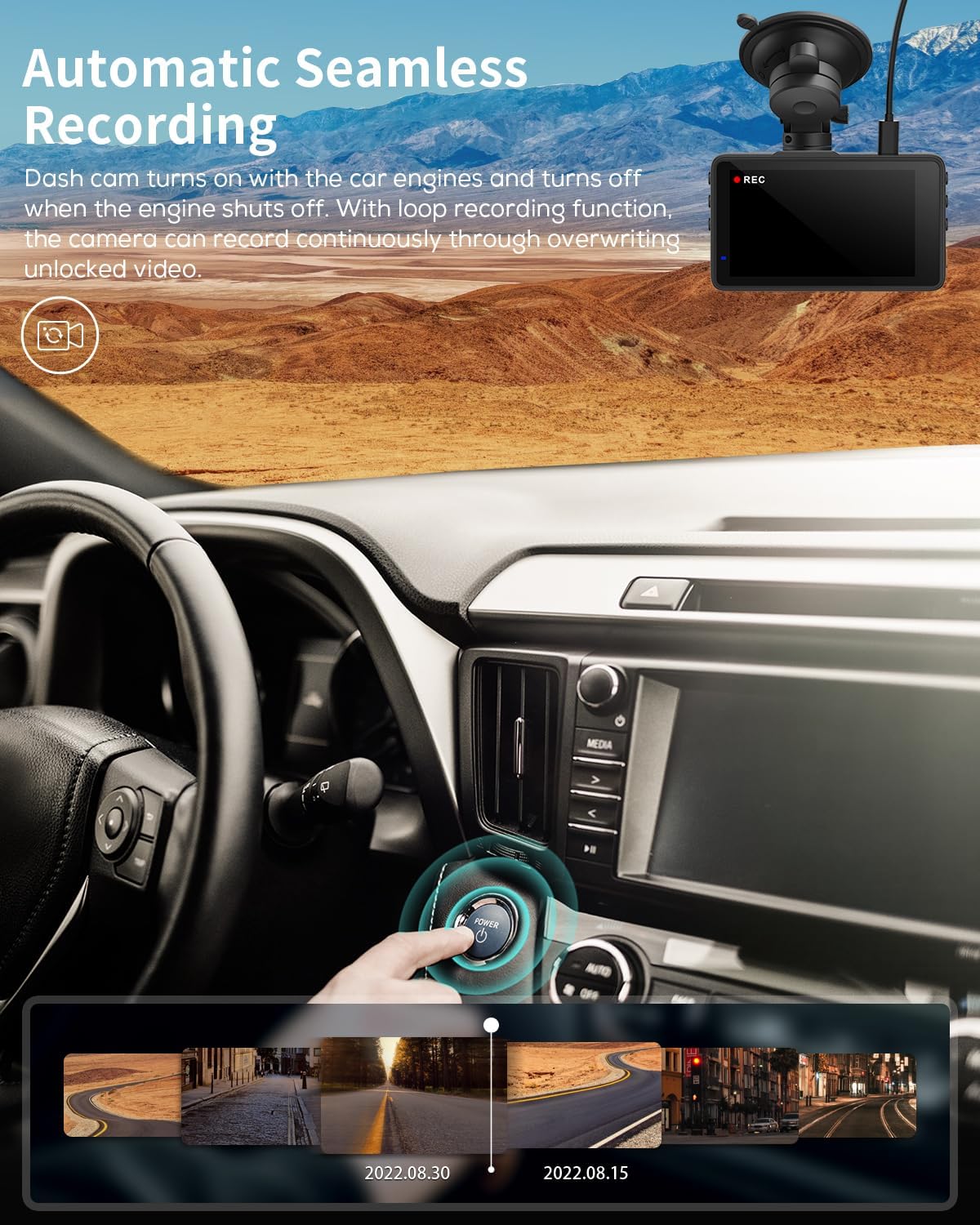 Thumbnail 3 de iZEEKER 2.5K Dash Cam 1440P QHD, 170° wide-angle