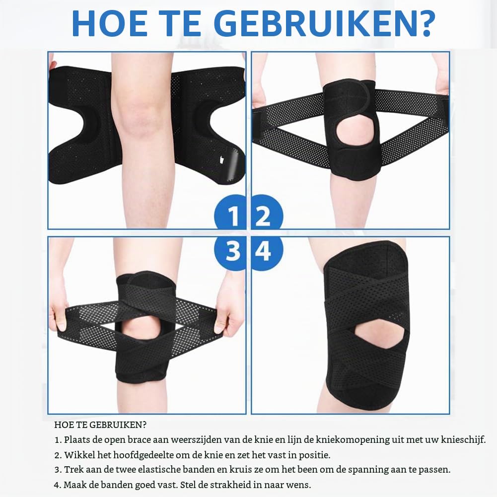 Detalle de AOOWU 4804414 kniebrace met zijstabilisatoren en siliconen kussentjes, maat M