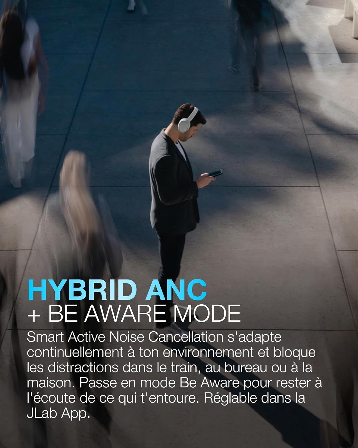 Detalle de JLab JBuds LUX ANC — Casque Bluetooth sans Fil Anti-Bruit Pliable, confort premium et 70+ heures d’autonomie
