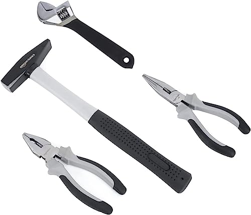 Detalle de Amazon Basics Juego de herramientas para el hogar, 32 piezas, plástico negro/gris