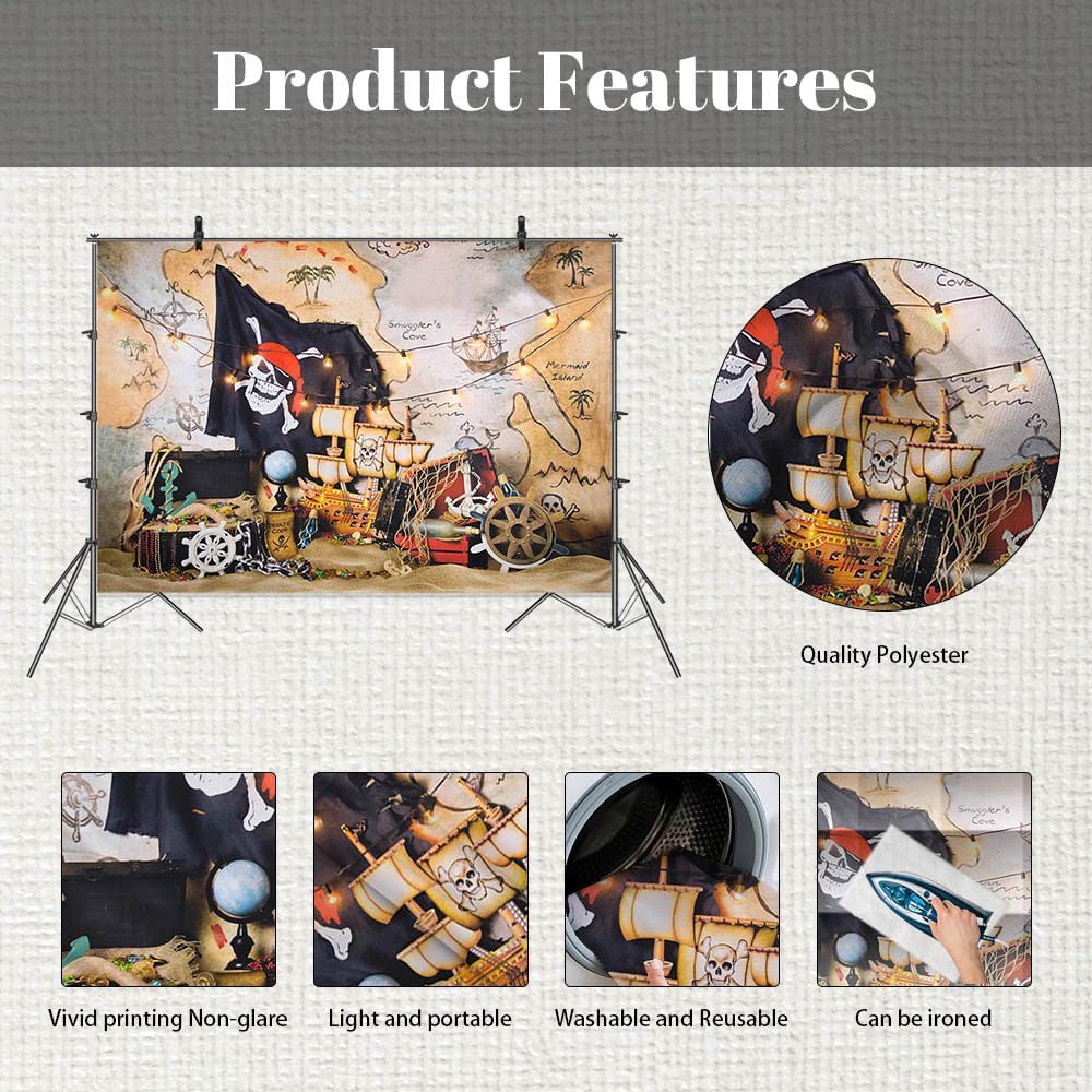 Thumbnail 5 de MEHOFOND Pirate Skull Photography Backdrop (7ft x 5ft) for photo booths, parties and home decor