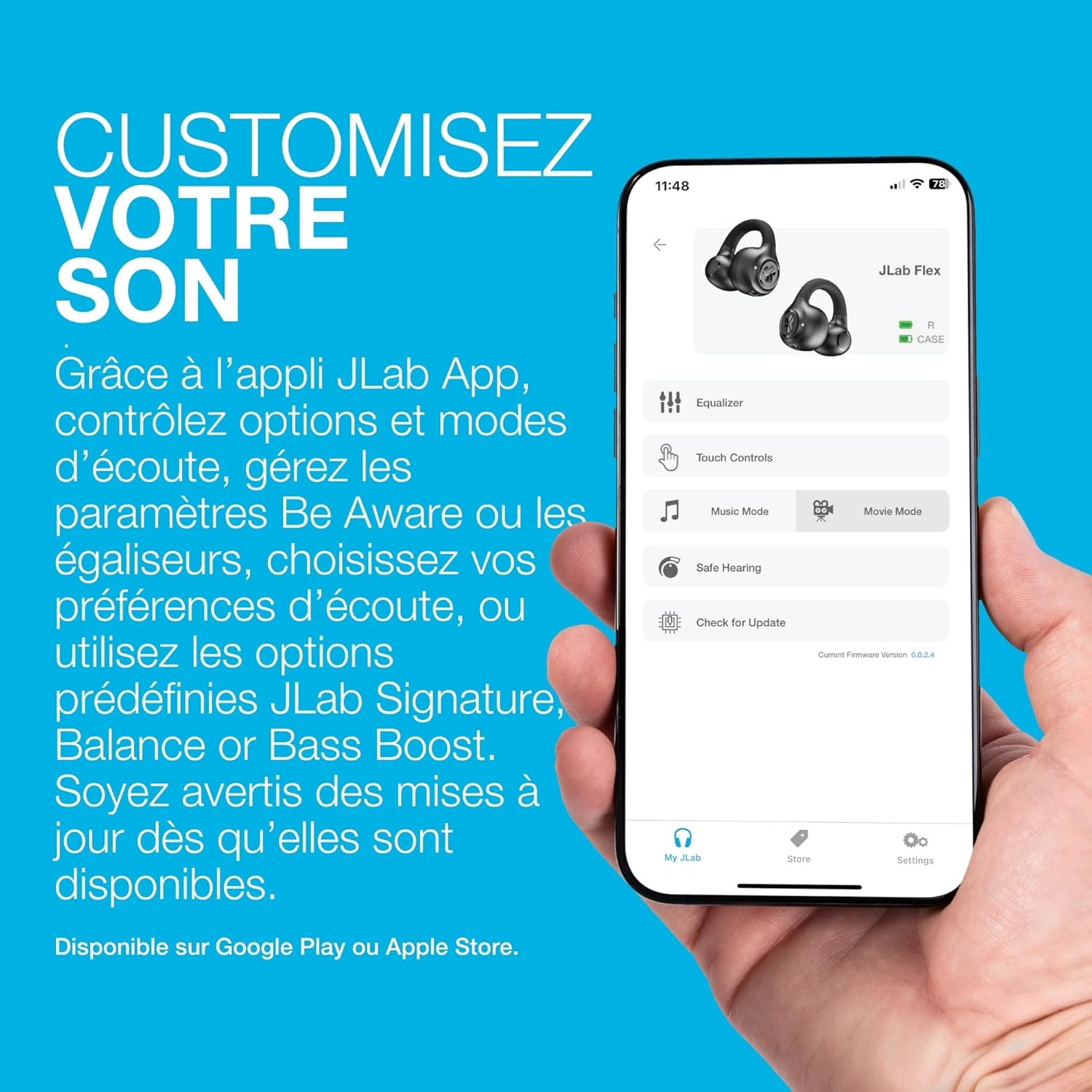 Thumbnail 4 de JLab Flex Casque à Oreille Ouverte – Écouteurs Bluetooth ouverts, 21 h d’autonomie, personnalisation via l’application