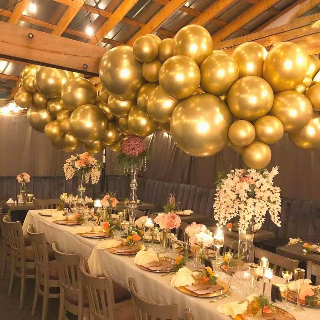 Thumbnail 3 de Gold latex party balloons 100 pack, 12 inch