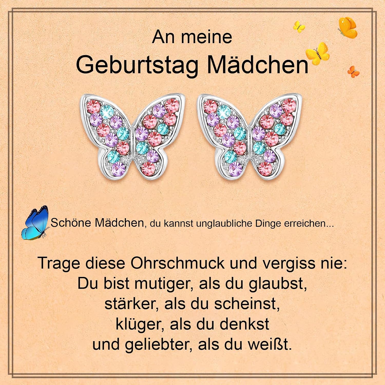 Detalle 2 de Ohrringe Silber – Schmetterlings-Design für Mädchen | Geschenkideen