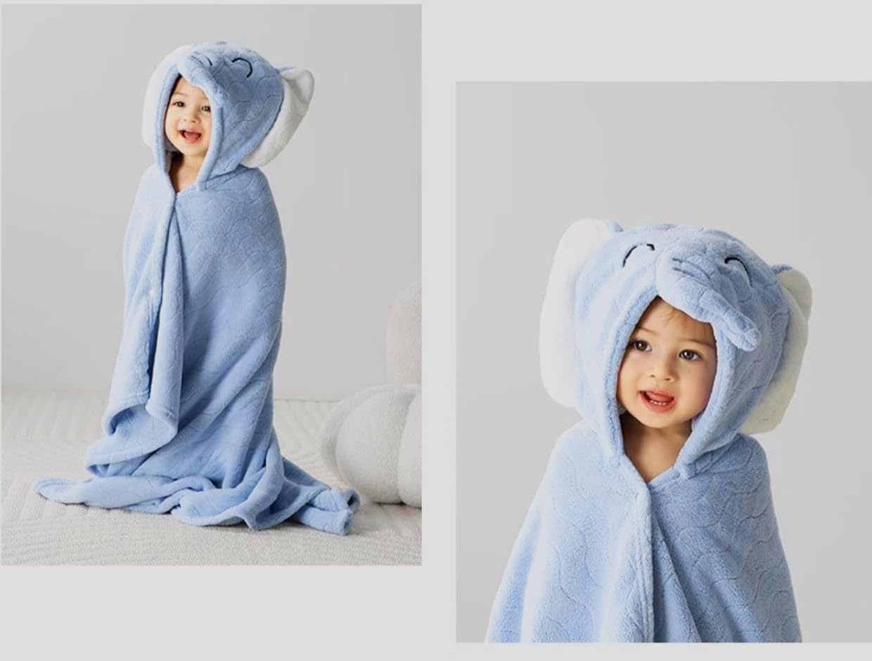 Detalle de Fayscingo Baby Hooded Bath Towel 120x80cm – Soft Coral Fleece Poncho for Kids