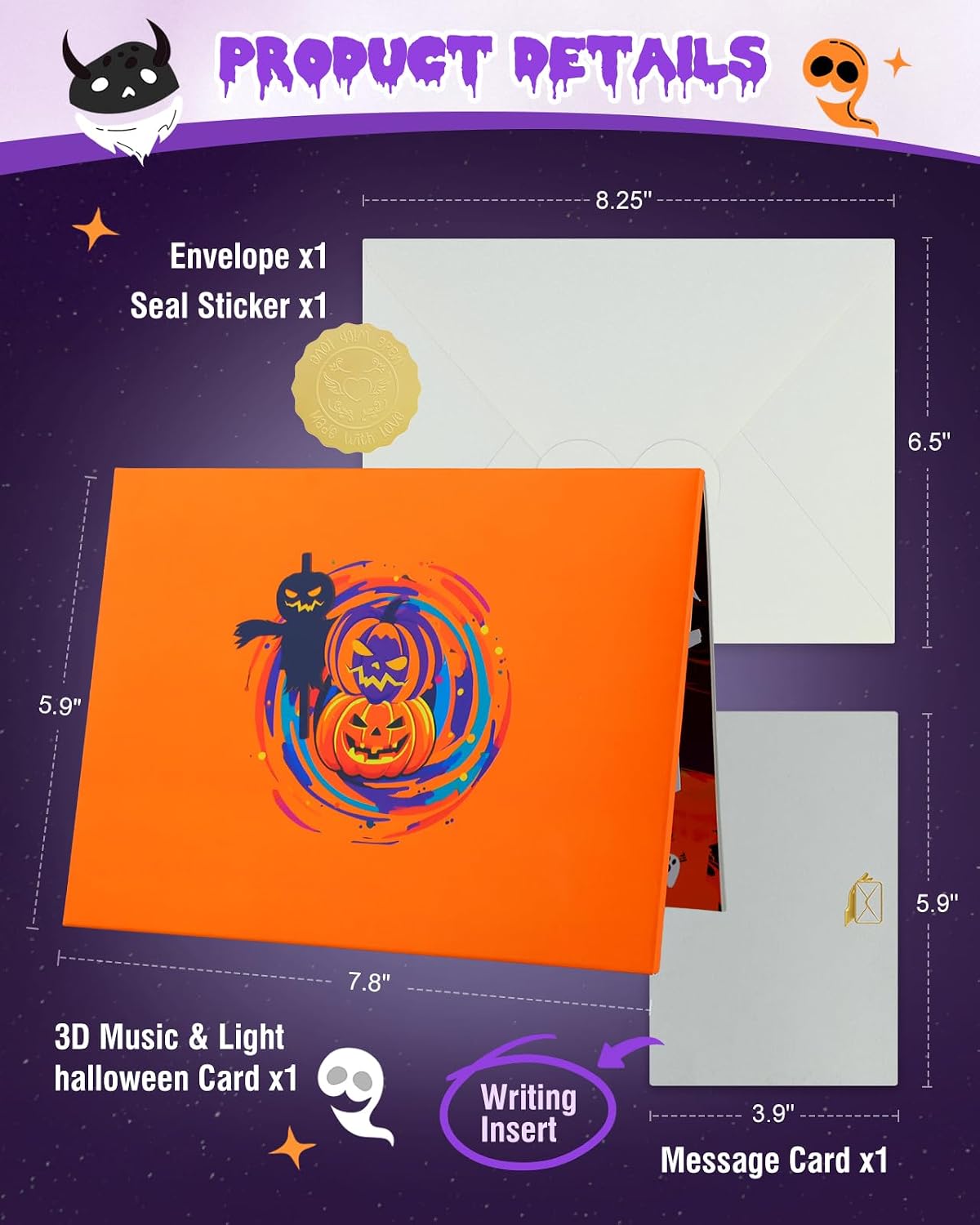 Detalle 2 de FaCraft Musical Halloween Pop-Up Card with Synchronized Lights and Music
