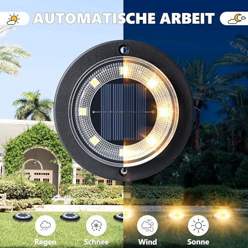 Thumbnail 5 de Flacchi Solar Bodenleuchten Warmweiß, 12 Stück – Außen wasserdicht, 8 LEDs je Leuchte