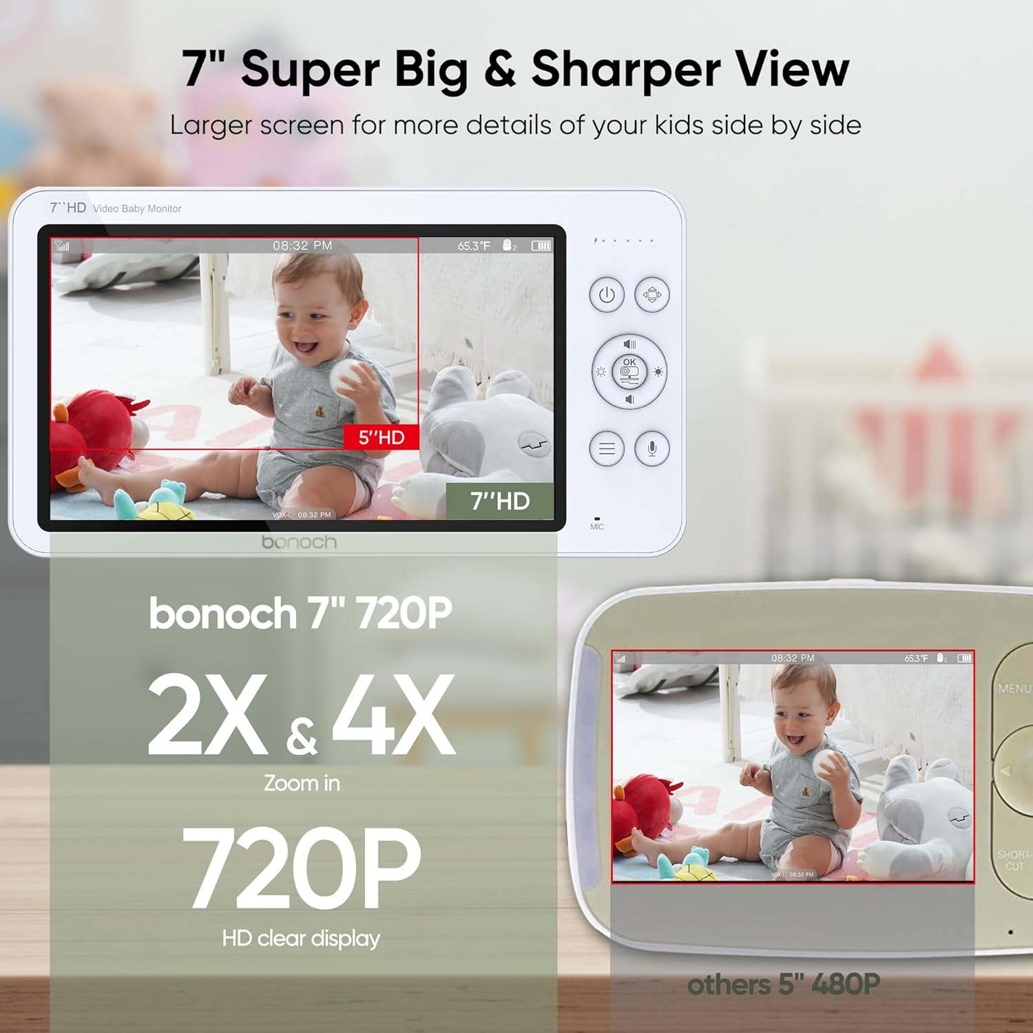 Thumbnail 1 de bonoch 7" 720P Baby Monitor with Camera