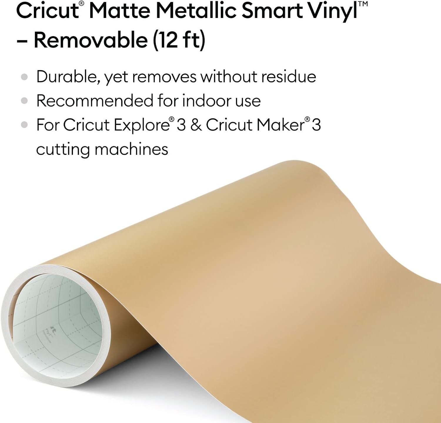 Thumbnail 2 de Cricut Removable Smart Vinyl Metallic Champagne 3,6 m – Rotolo Rimovibile per Explore 3 e Maker 3