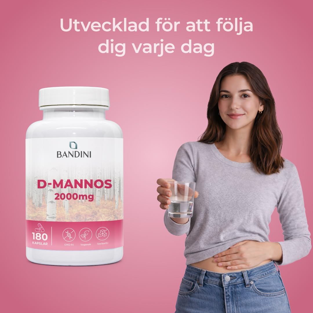 Detalle de BANDINI D Mannose – 180 kapslar med 2 000 mg per dagsdos, veganska