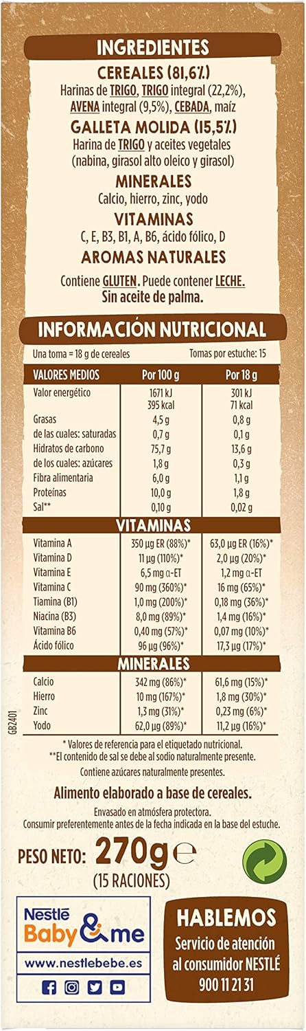 Thumbnail 1 de Nestlé 0% Papilla Multicereales con Galleta para bebés 🍪