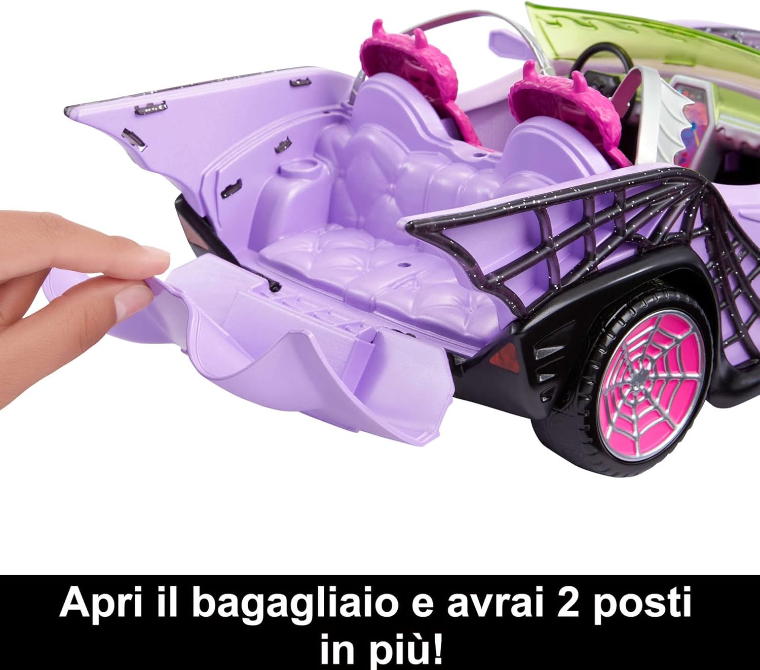 Thumbnail 2 de Monster High Mostromobile: Cabrio viola con ghiacciaia portatile e animale fantasma