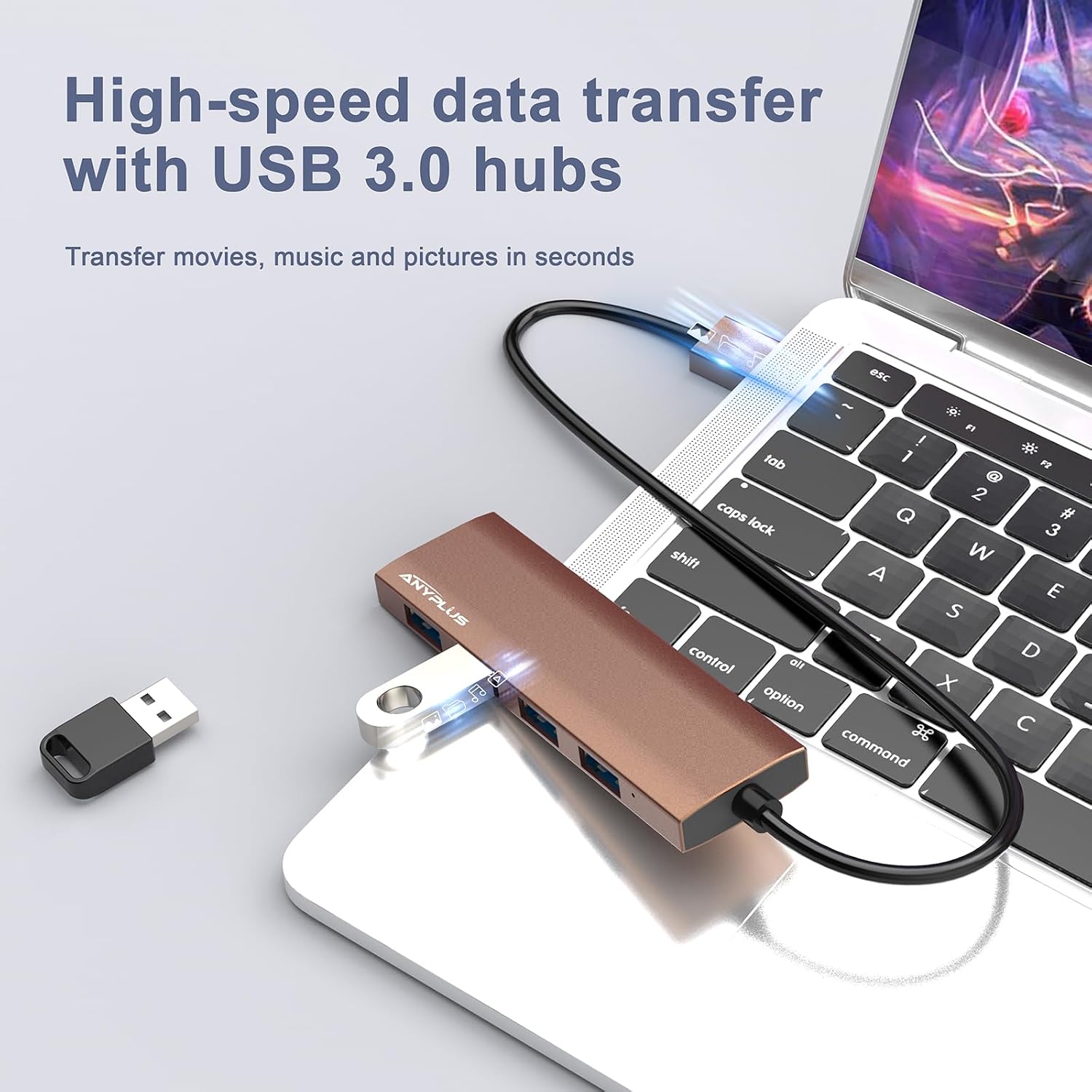 Detalle 2 de ANYPLUS USB 3.0 Hub 4‑Port Ultra Slim