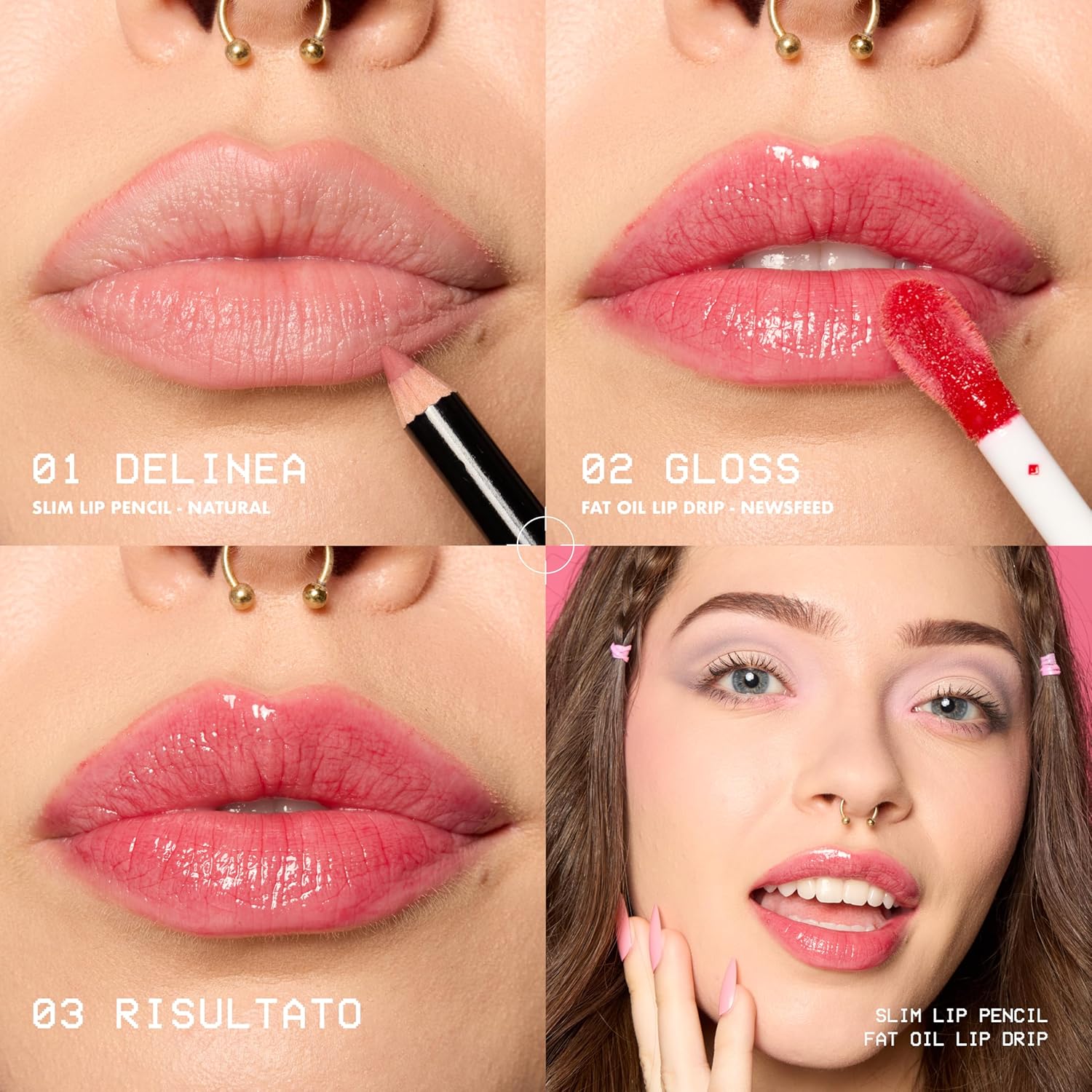 Detalle 2 de NYX Professional Makeup Kit Labbra Slim Lip + Fat Oil Lip Drip Natural