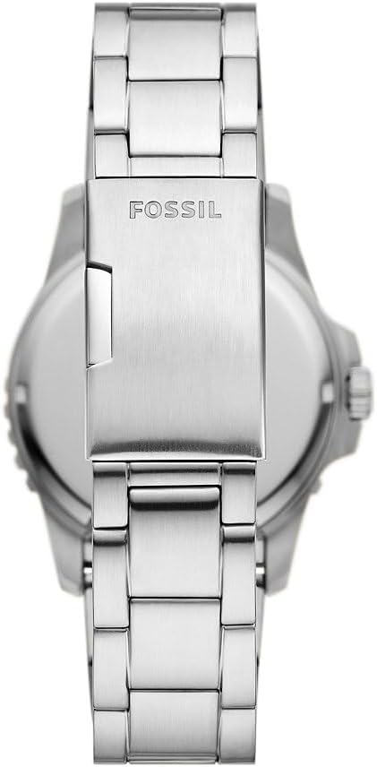 Detalle de Fossil Orologio subacqueo blu da uomo con movimento al quarzo, datario e cinturino in acciaio o pelle