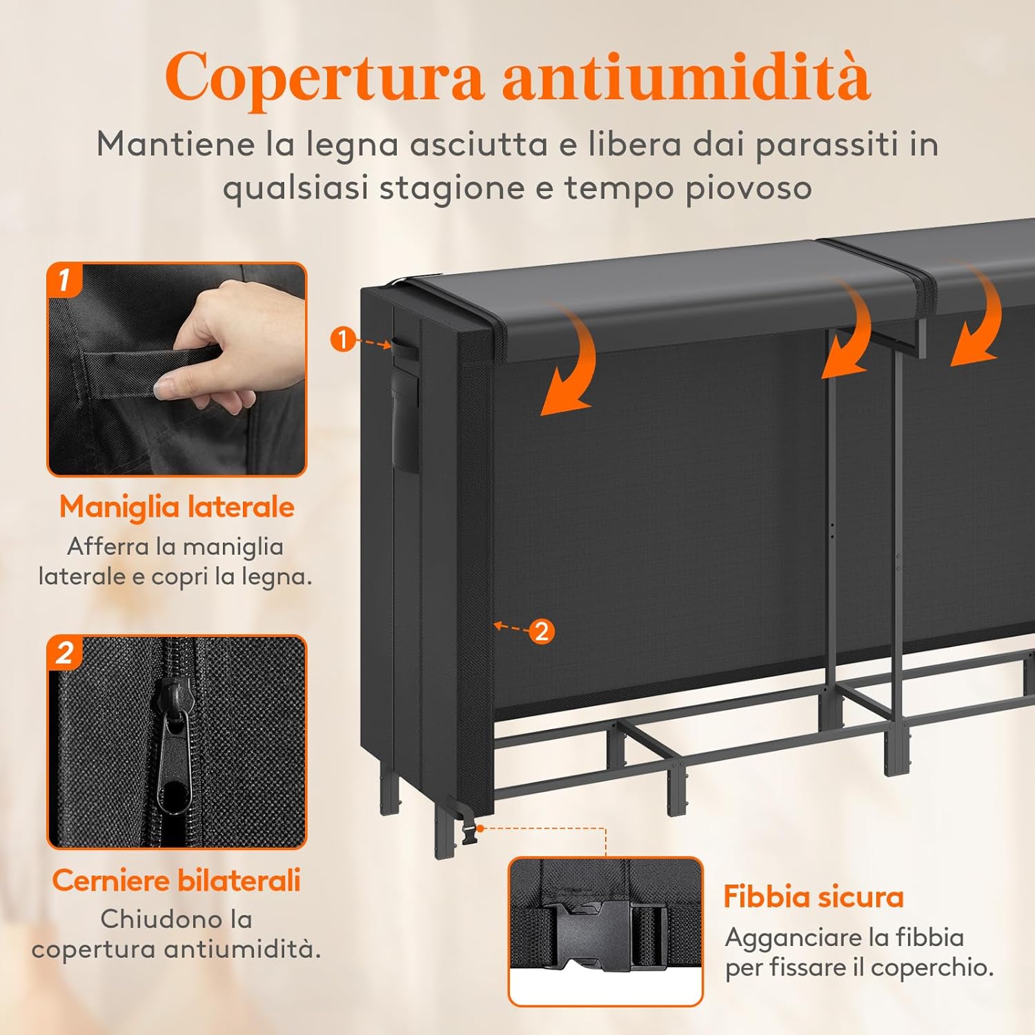 Detalle de Lifewit Portalegna da Interno/Esterno 243,8×58,5×122 cm con Copertura Impermeabile