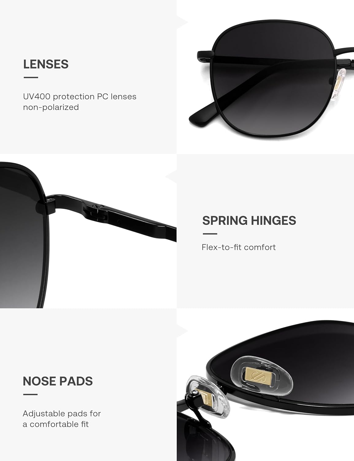 Thumbnail 3 de SOJOS SJ1137 Retro Rund Rechteckig Sonnenbrille – UV400 Schutz, Metallrahmen