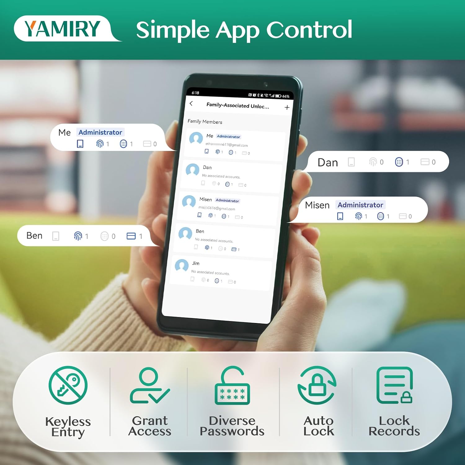 Detalle 1 de Yamiry Smart Deadbolt Lock with Keypad