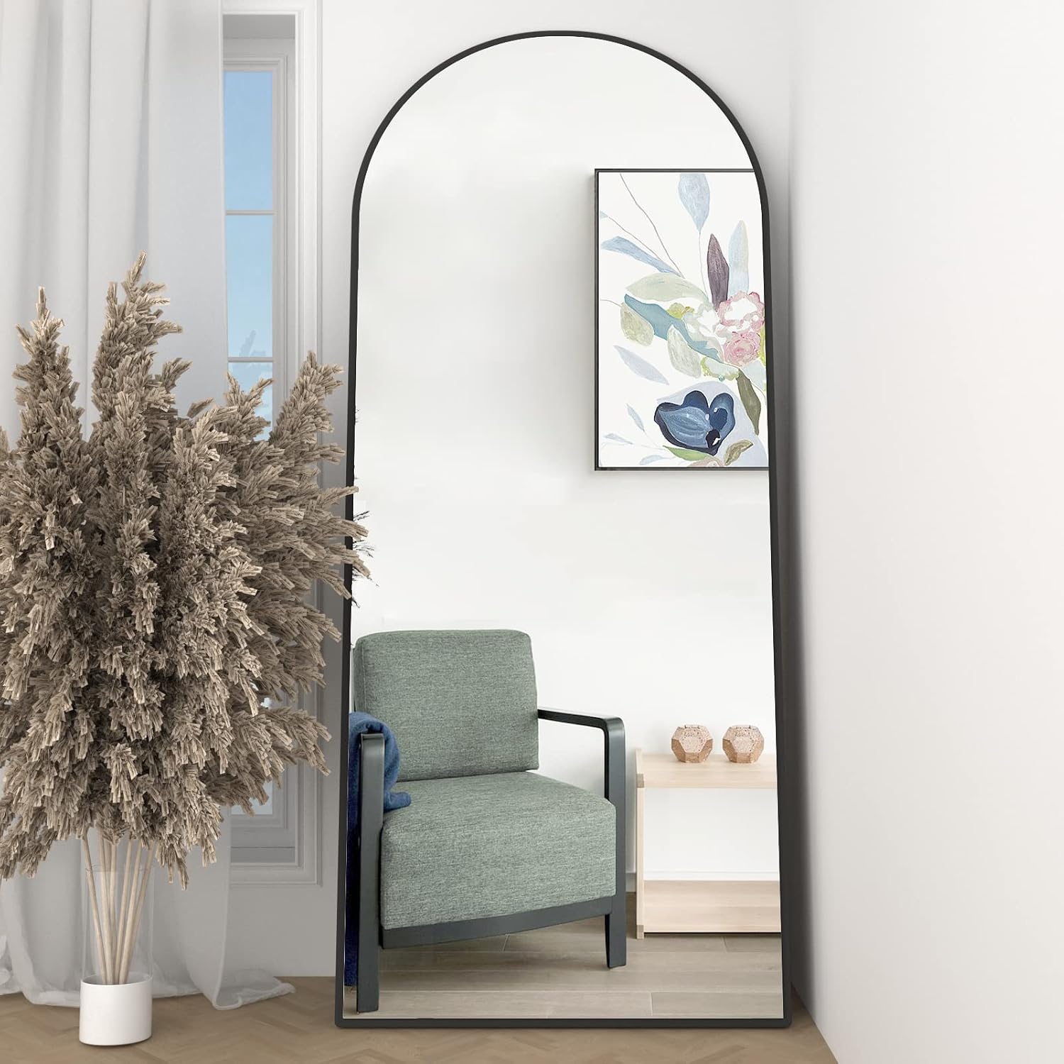 Thumbnail 5 de NEUWEABY Arched Floor Mirror, 65" x 24", Black Aluminum Frame