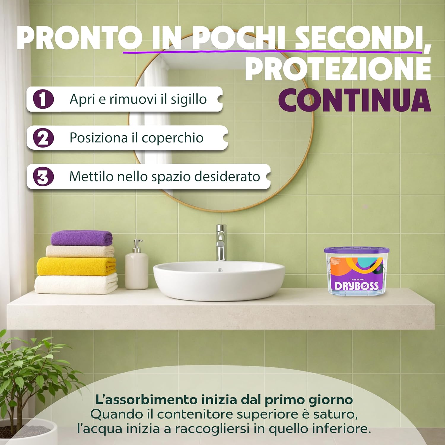 Detalle de DRYBOSS Pack da 10 deumidificatori per armadio con cristalli di sale antiumidità e antimuffa