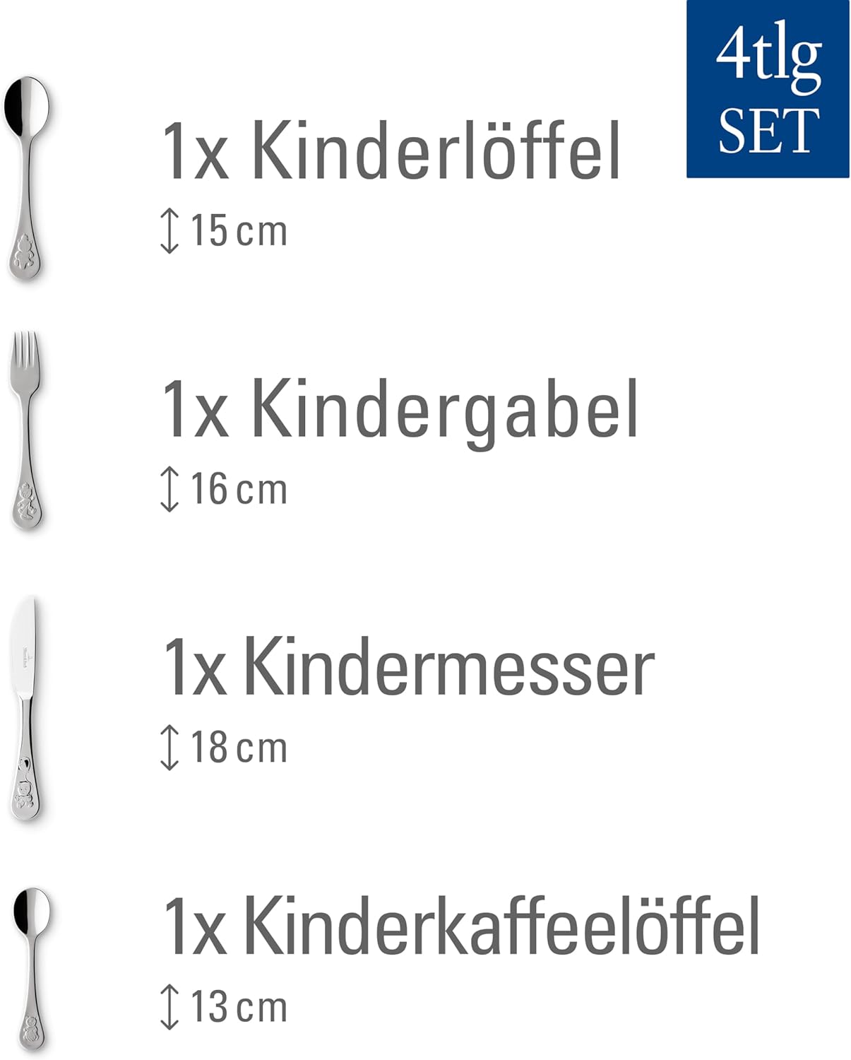 Thumbnail 2 de Villeroy & Boch Kid’s Dining set posate per bambini Teddy (4 pezzi) in acciaio inox argento