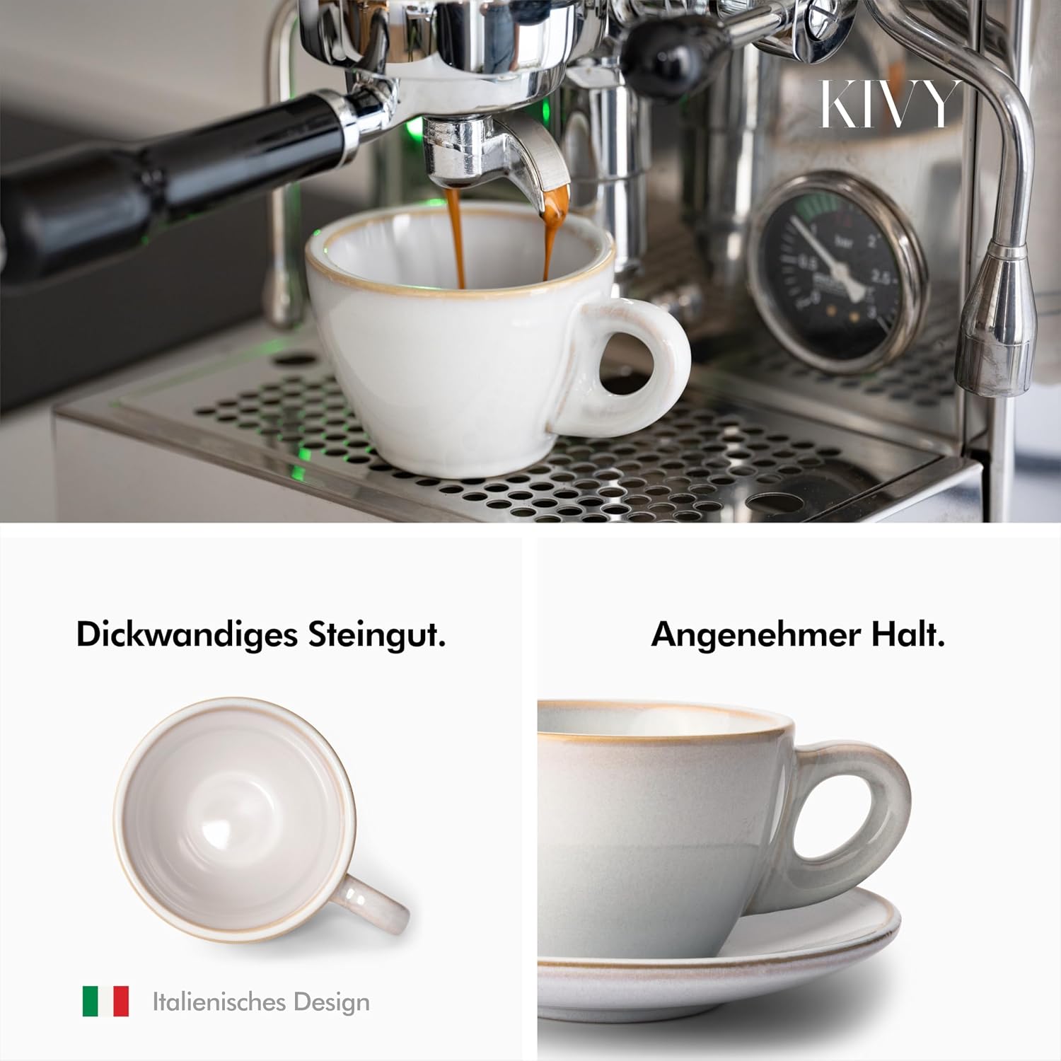 Detalle 2 de KIVY Cappuccino Tassen Set 4x180 ml Groß Grau
