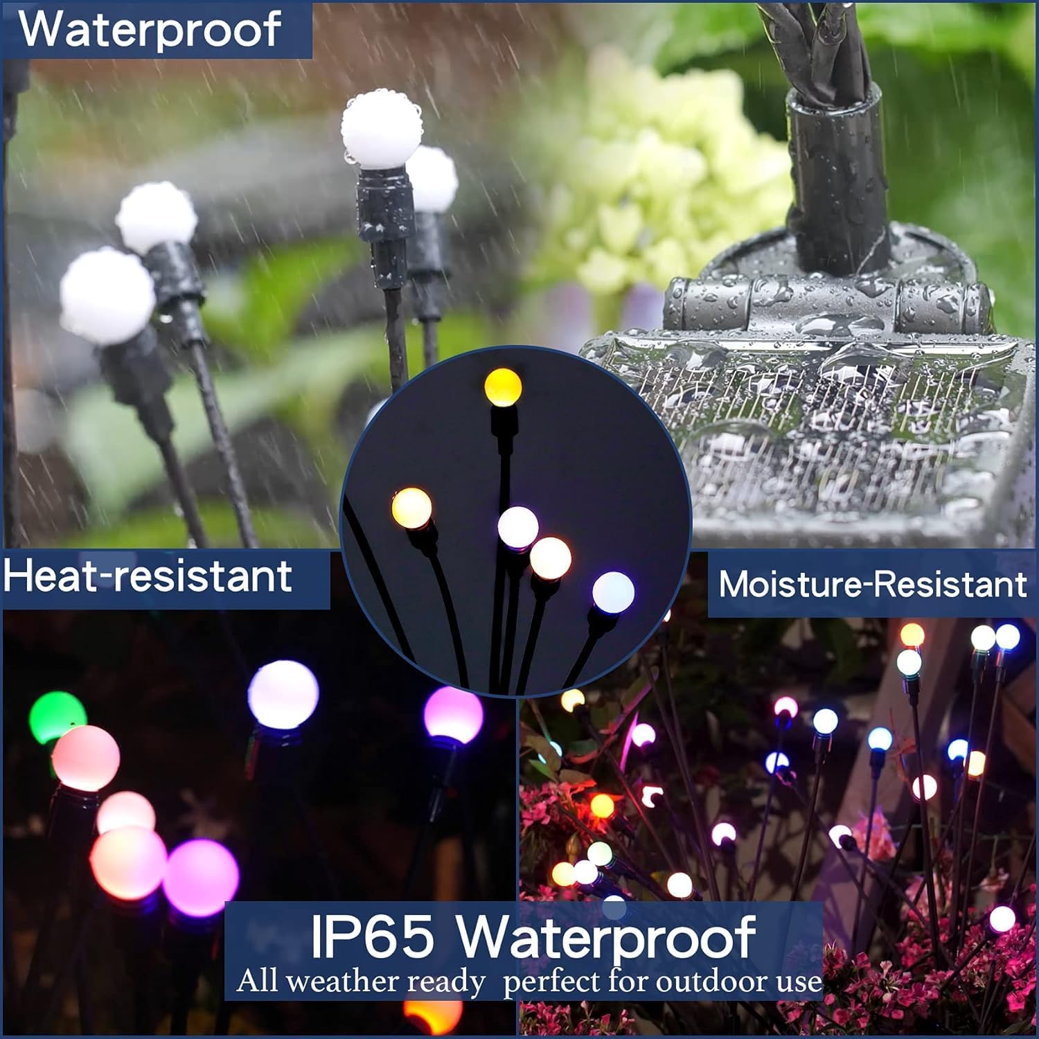 Thumbnail 3 de DooYard Solar Garden Lights 4 Pack: Starburst Swaying RGB Outdoor Lights