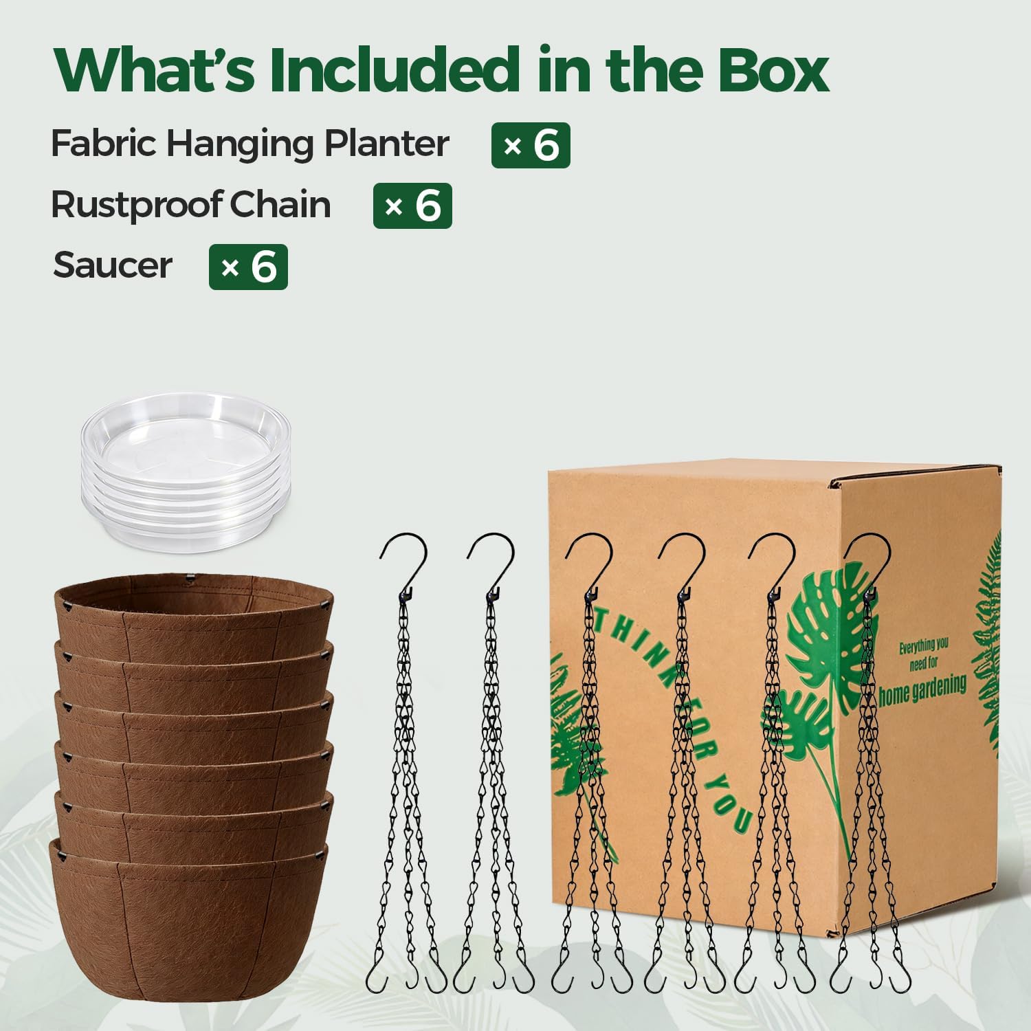 Thumbnail 6 de T4U Hanging Baskets Outdoor 6 Pack (30.5cm) with Tray & Rustproof Chains