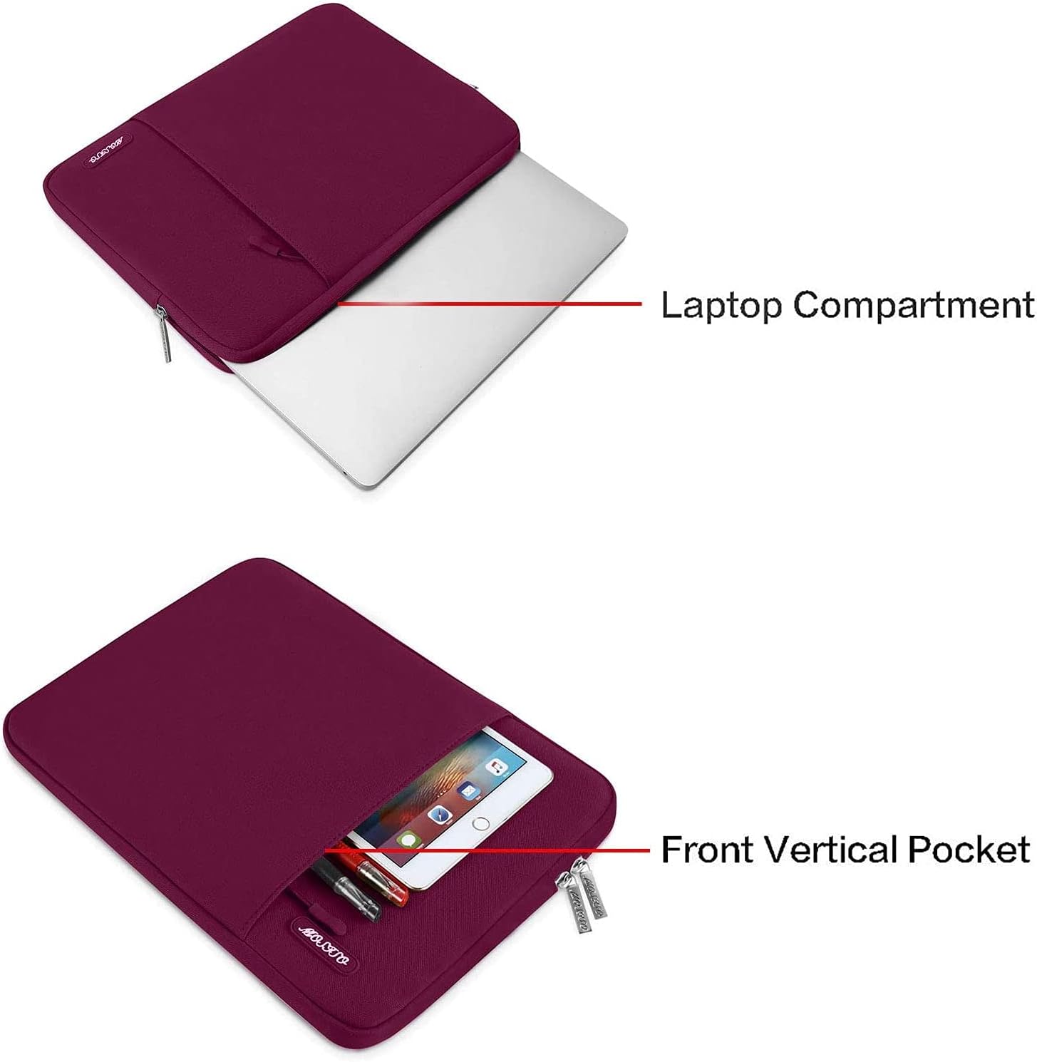Thumbnail 3 de MOSISO Polyester Laptop Sleeve 13/13.3" Wine Red