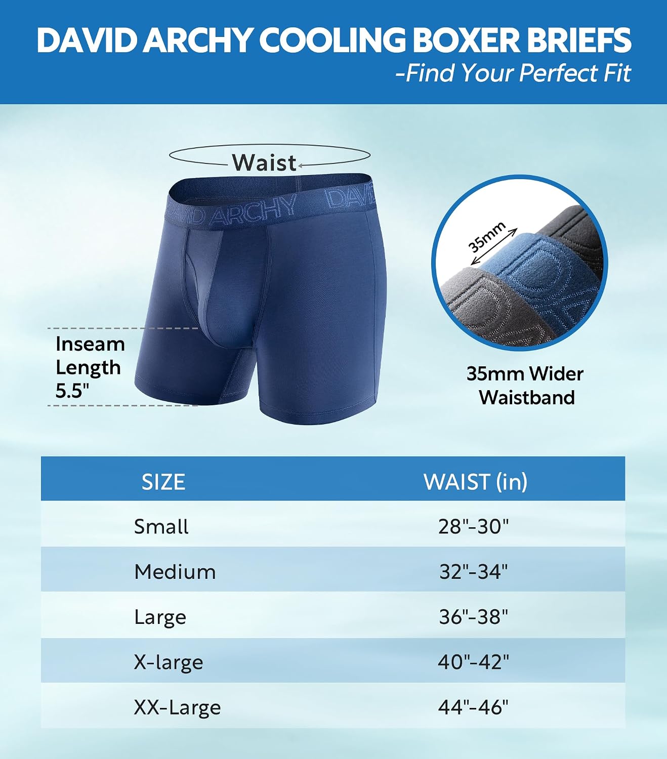 Thumbnail 5 de David Archy Boxer Briefs Breathable Moisture-Wicking