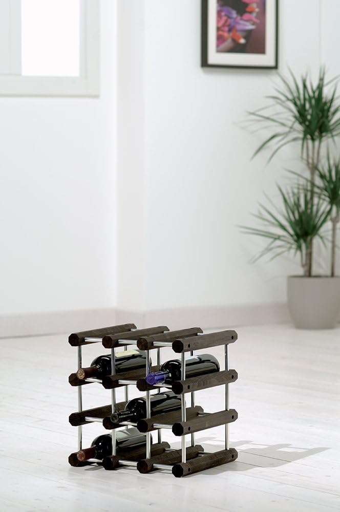 Thumbnail 1 de Foppapedretti Il Cantiniere Wenge'-Alluminio: sostegno modulare per 12 bottiglie in stile legno e alluminio