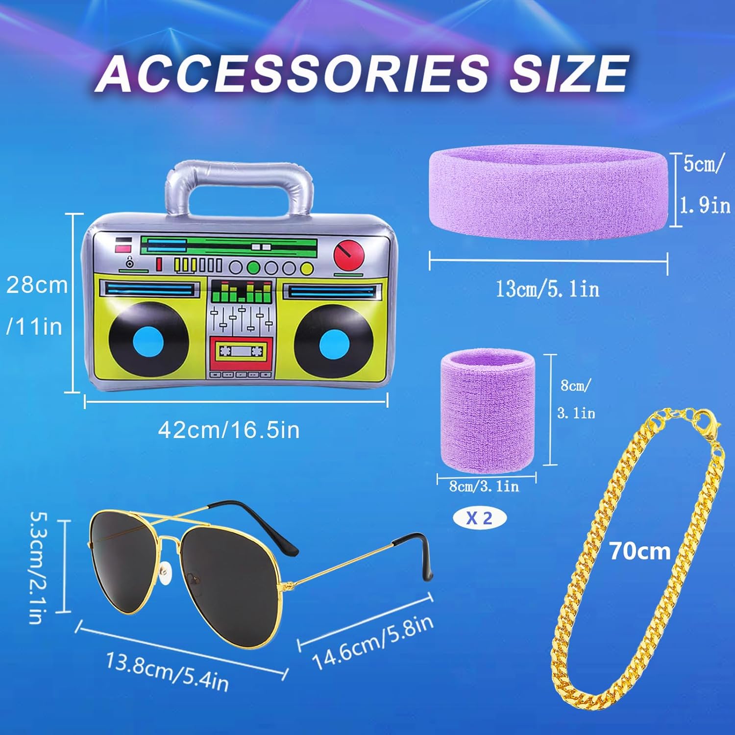 Thumbnail 5 de YADODO Costume années 80/90 chándal : veste + pantalon avec accessoires disco rétro