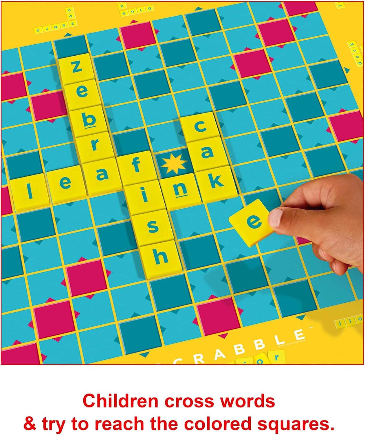 Detalle de Mattel Games Scrabble Junior Board Game (English Edition) – a kid-friendly word game for 2–4 players