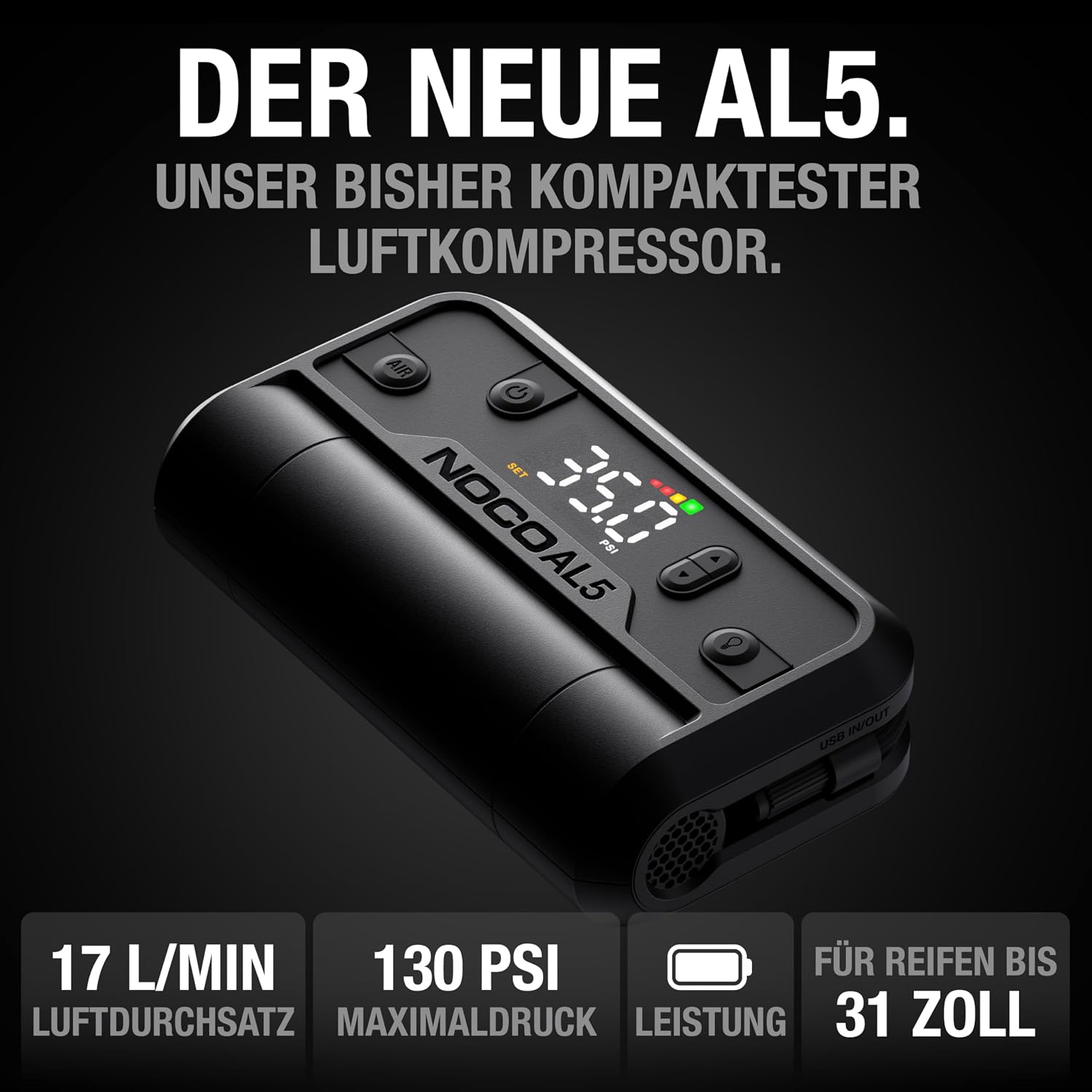 Detalle 2 de NOCO Air AL5 Akku-Luftkompressor 5A đź›