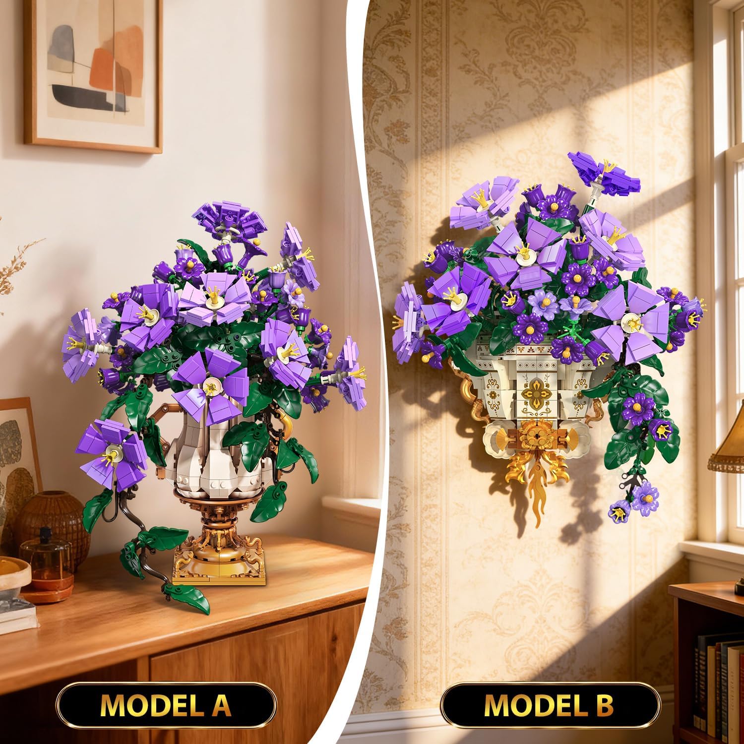 Thumbnail 1 de CUBIMANA Blumen-Bauset mit Vase – 2-in-1 Prunkwinden-Bonsai-Bausteine (1136 Teile)