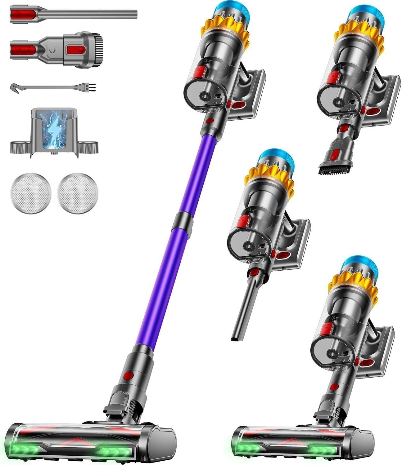 Detalle de JRFYHFT V16 PRO Cordless Stick Vacuum, 650W, 60KPA, 1.8L Dust Cup