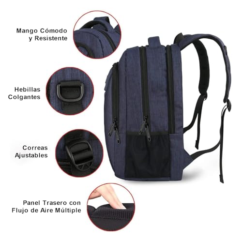 Detalle de MATEIN Mochila Portátil 17 Pulgadas – Antirrobo, Impermeable y Gran Capacidad para Trabajo, Viajes y Uso Diario