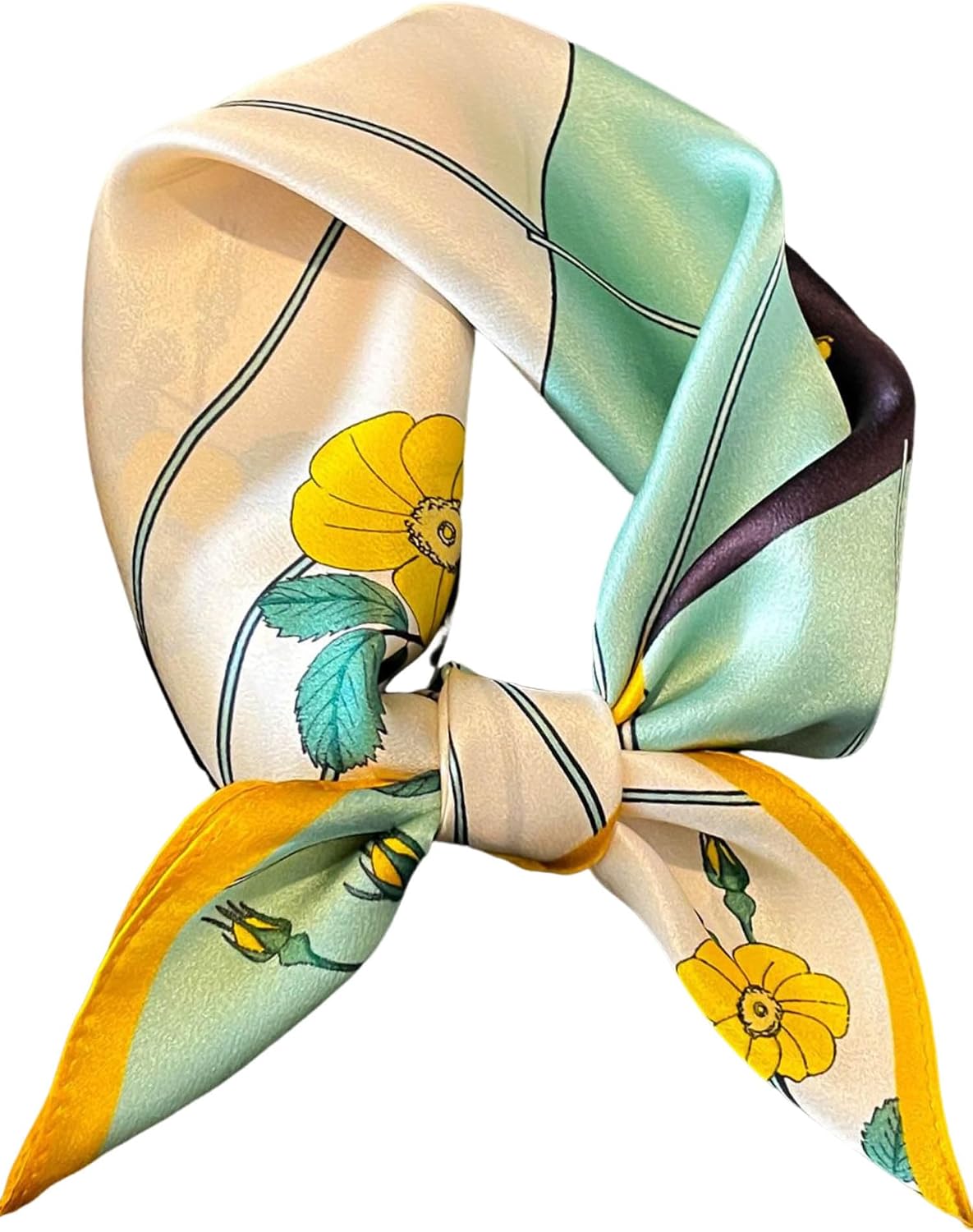 Detalle de Onllh 21-Inch Mulberry Silk Square Scarf for Hair, Neck, and Bag Styling