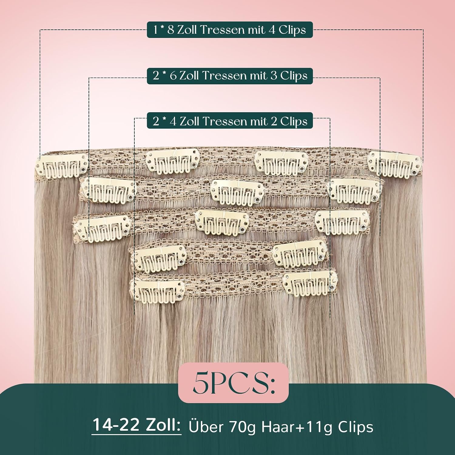 Thumbnail 4 de Easyouth Clip-In Echthaar Extensions 40 cm