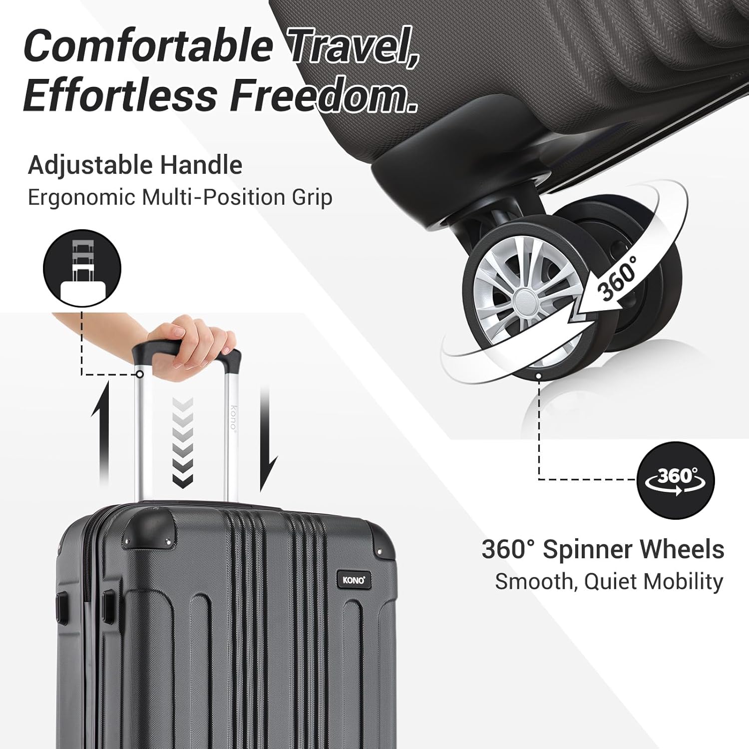 Thumbnail 4 de Kono 28 Inch Large Hard Shell Luggage | ABS+PC, 105 L, 360° Spinner wheels